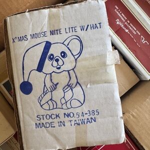 Vintage Christmas Mouse Nite Lite with Hat